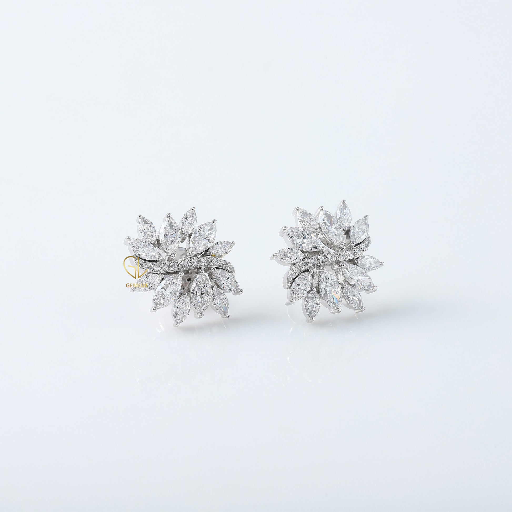Fancy Moissanite Diamond Floral Earrings