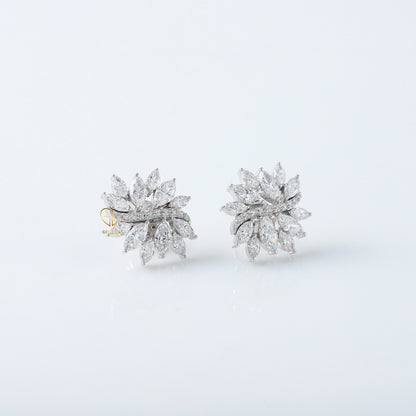 Fancy Moissanite Diamond Floral Earrings
