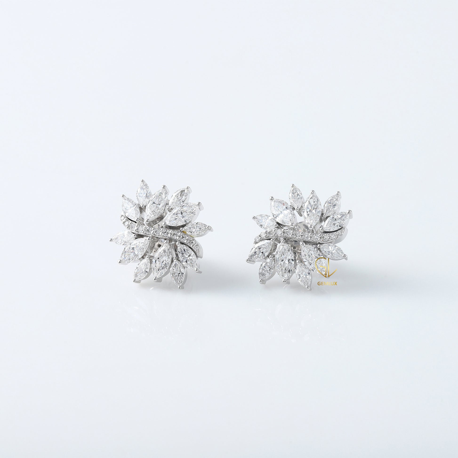 Fancy Moissanite Diamond Floral Earrings