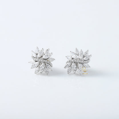 Fancy Moissanite Diamond Floral Earrings