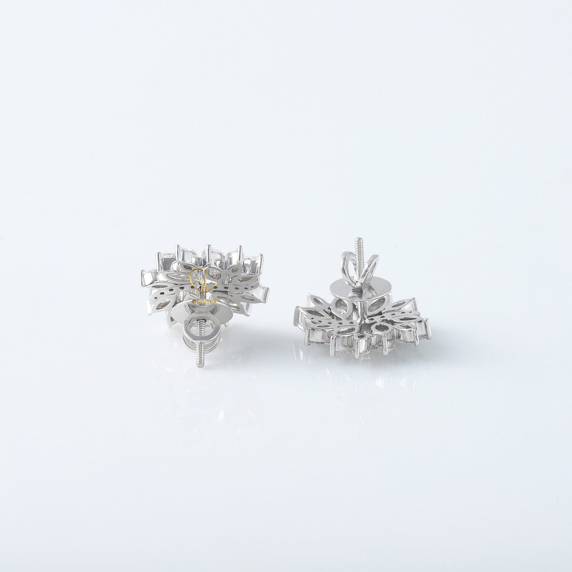 Fancy Moissanite Diamond Floral Earrings
