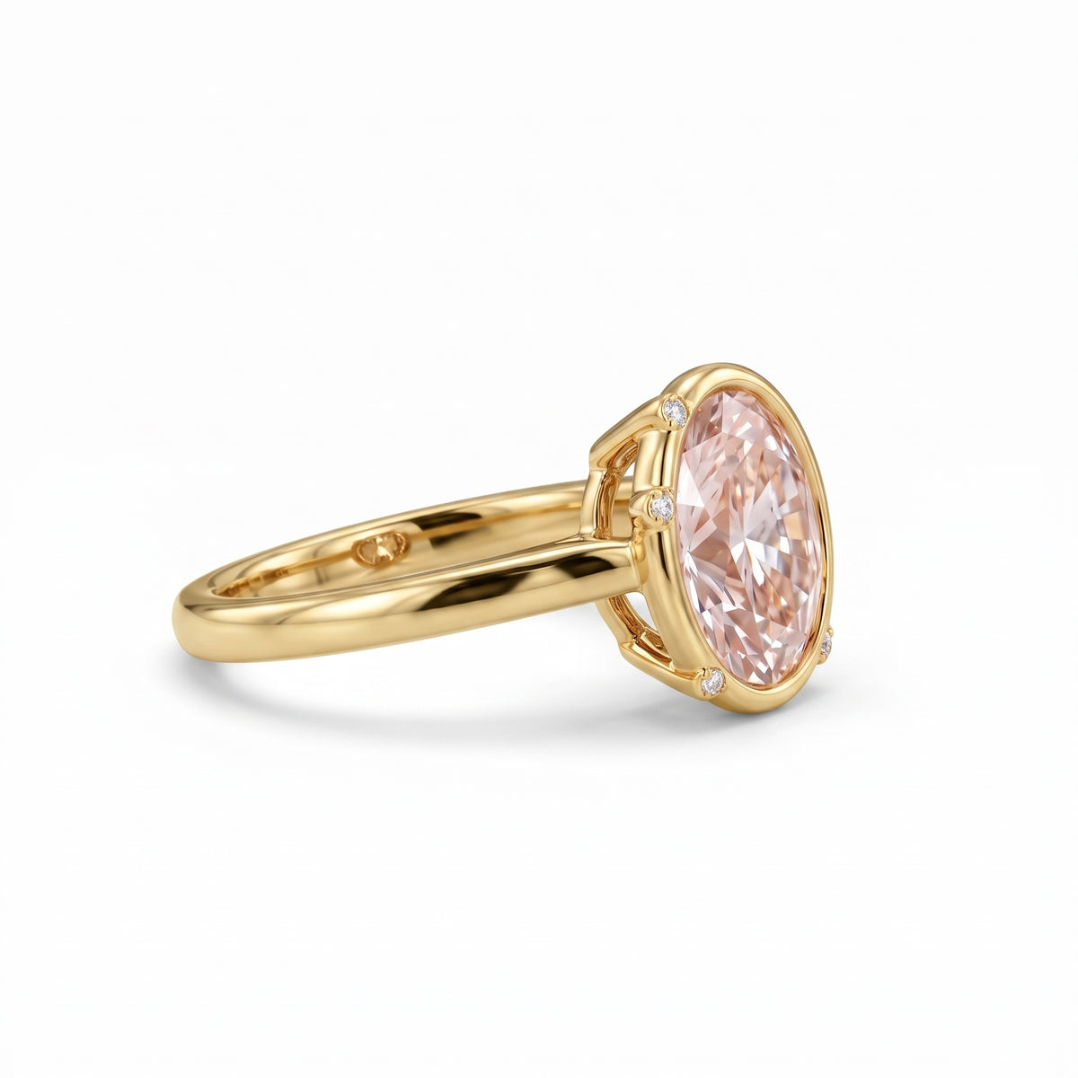 Fancy Pink Oval Solitaire Lab Grown Diamond Ring