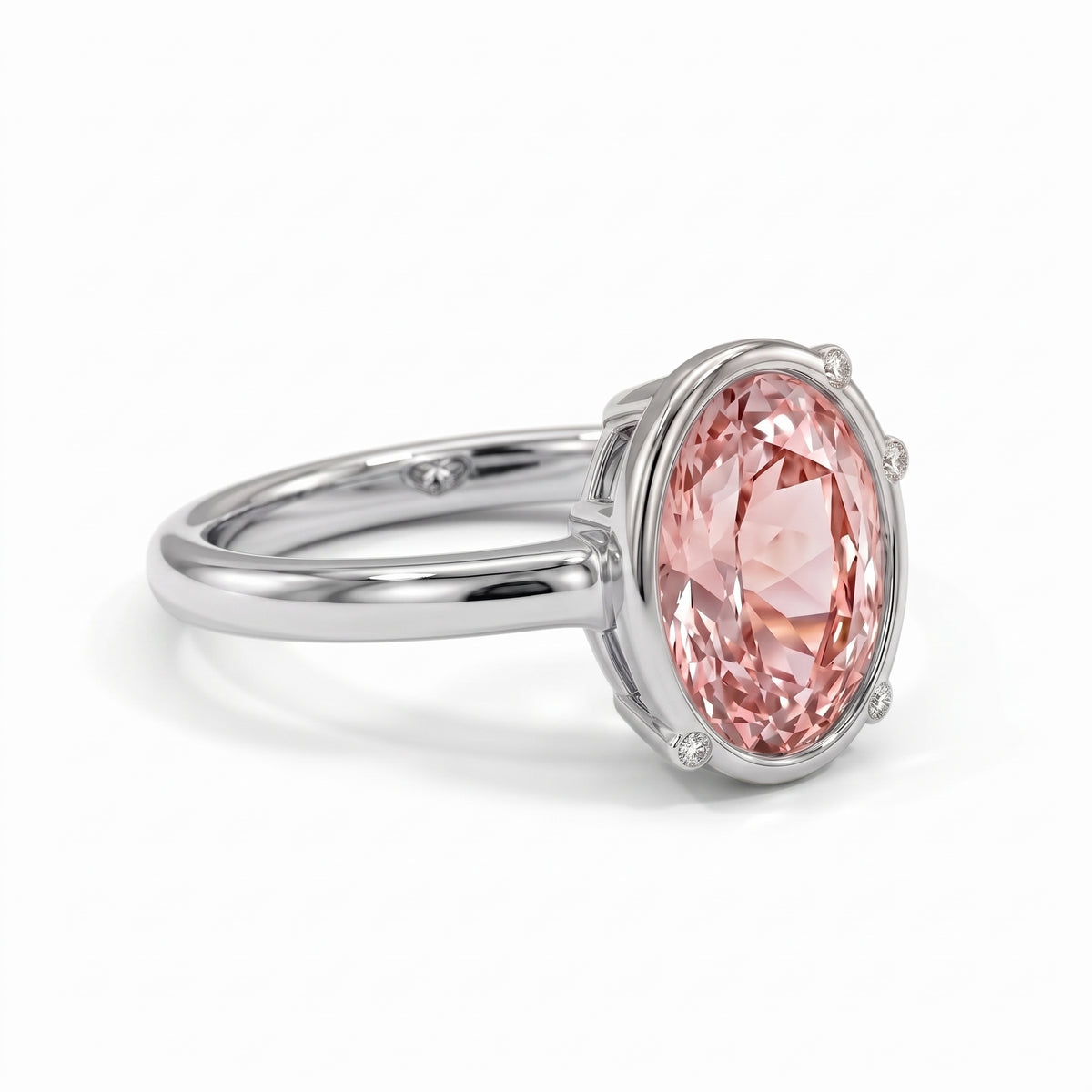 Fancy Pink Oval Solitaire Lab Grown Diamond Ring