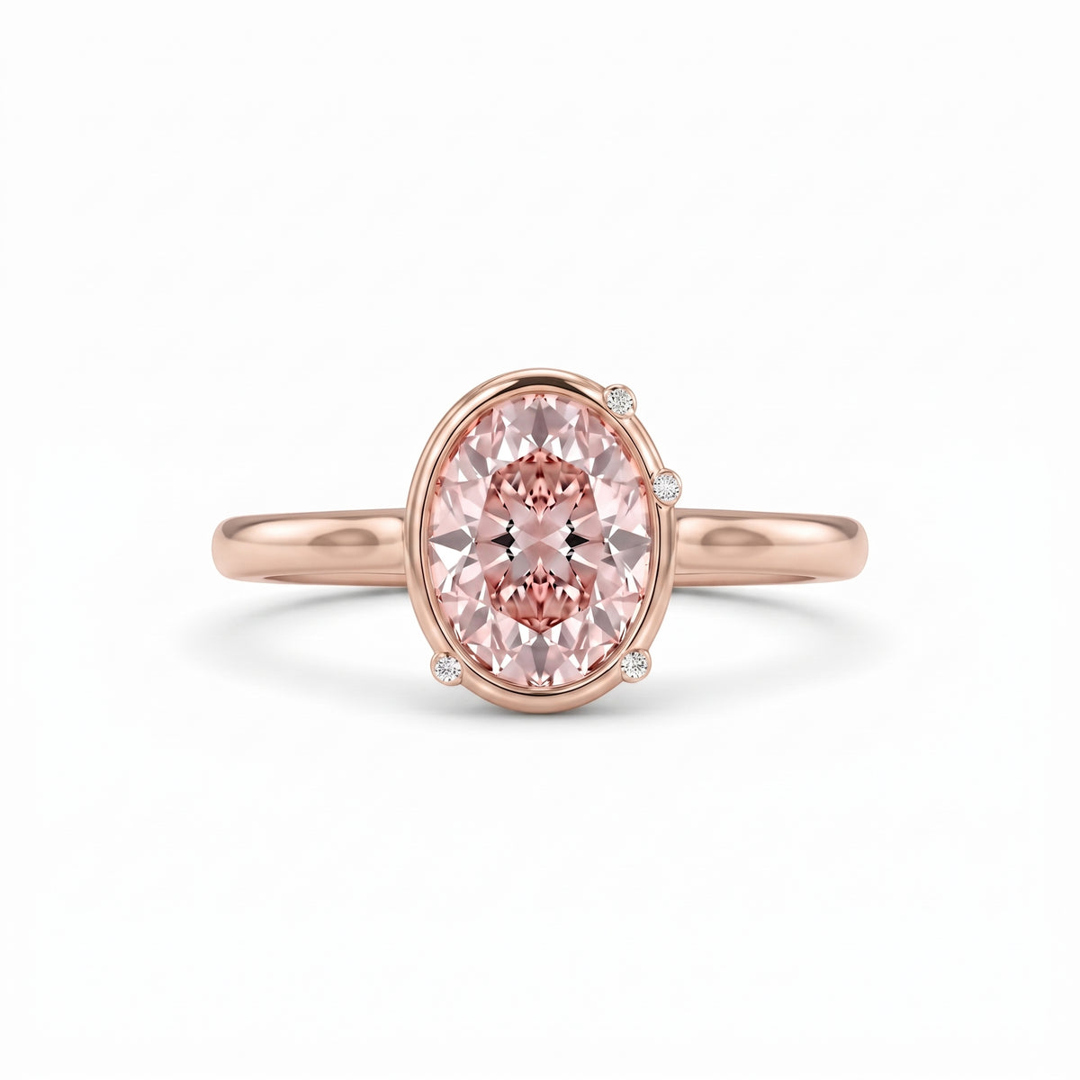 Fancy Pink Oval Solitaire Lab Grown Diamond Ring