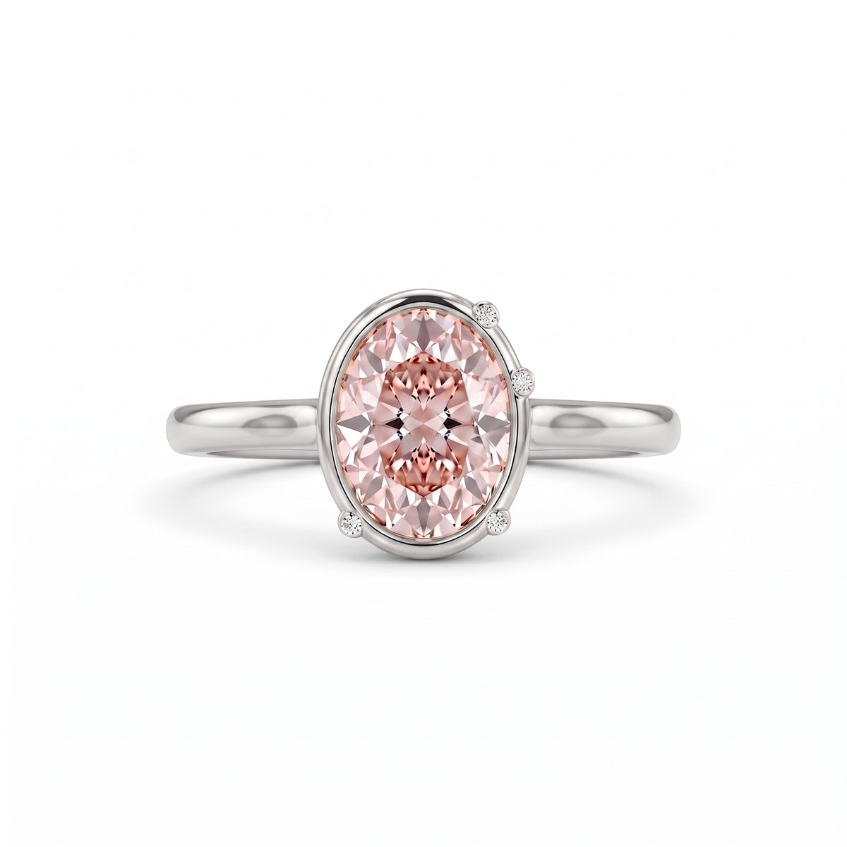 Fancy Pink Oval Solitaire Lab Grown Diamond Ring
