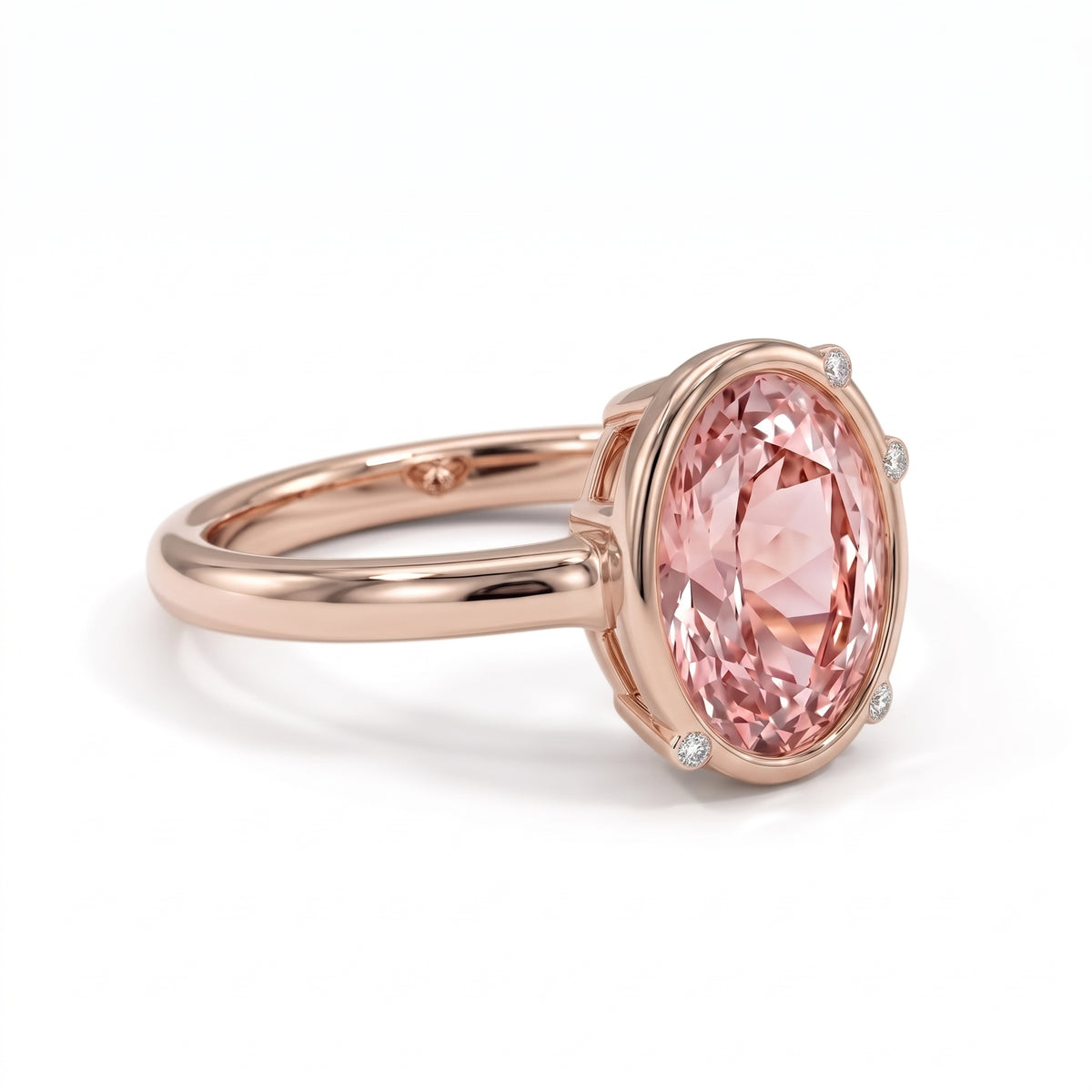 Fancy Pink Oval Solitaire Lab Grown Diamond Ring