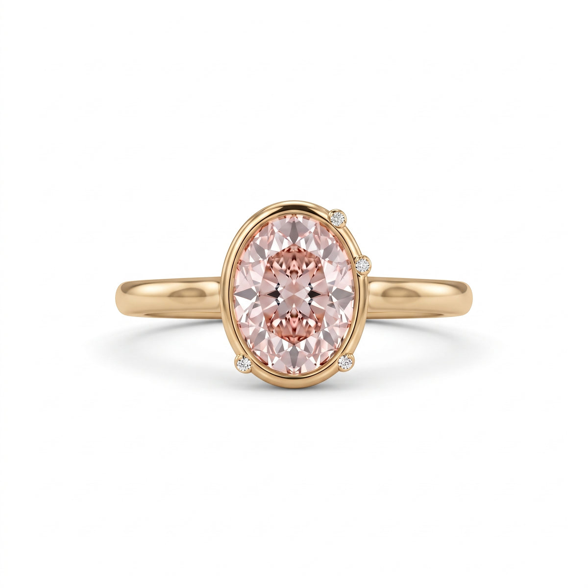 Fancy Pink Oval Solitaire Lab Grown Diamond Ring
