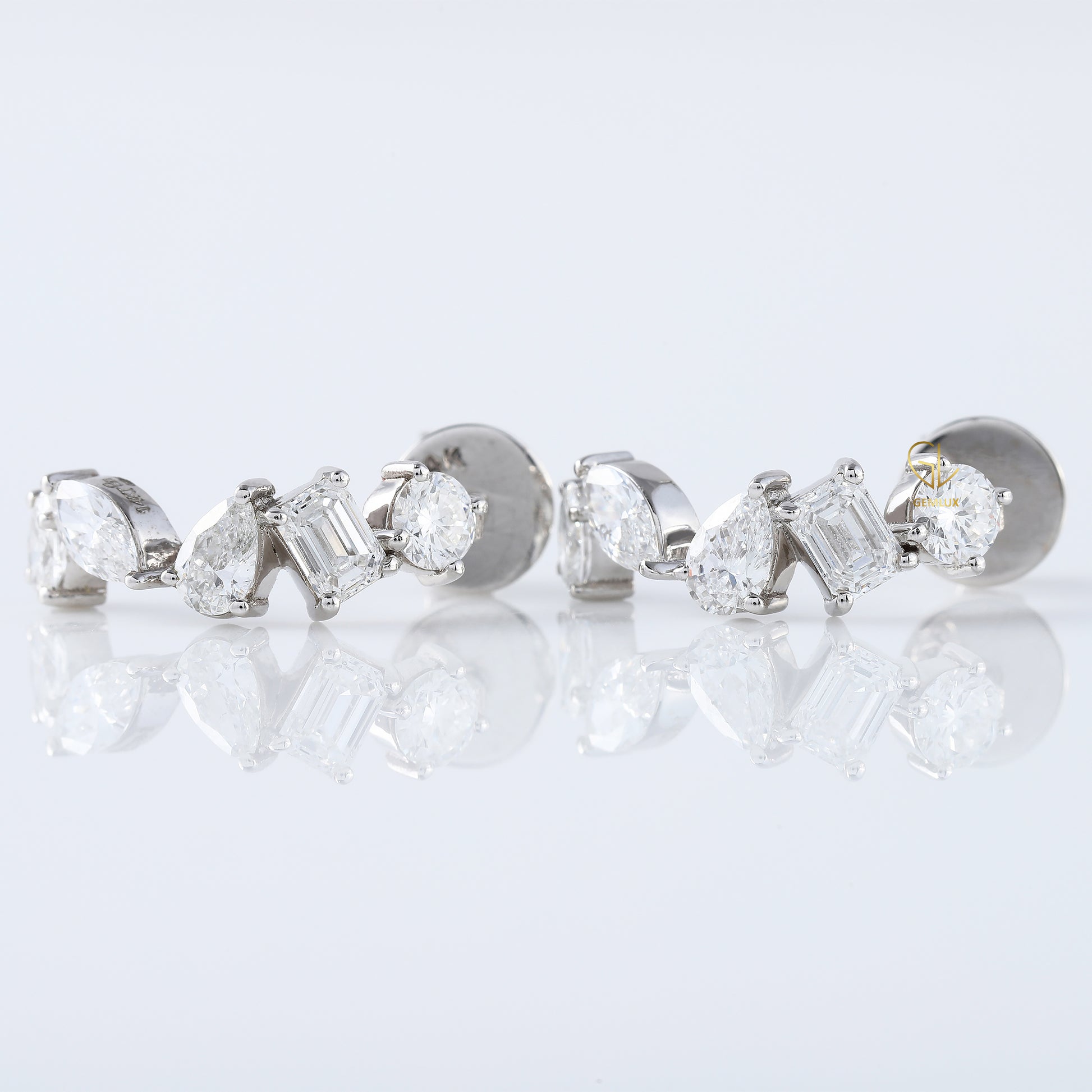 Fancy Cut Moissanite Diamond Ear Cuffs For Her