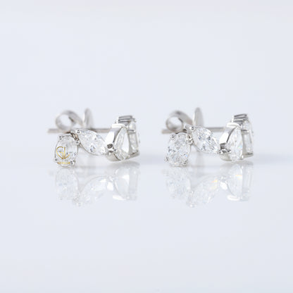 Fancy Cut Moissanite Diamond Ear Cuffs For Her