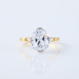 Fish Tail Prong Three Stone Elongated Cushion Cut Moissanite Ring