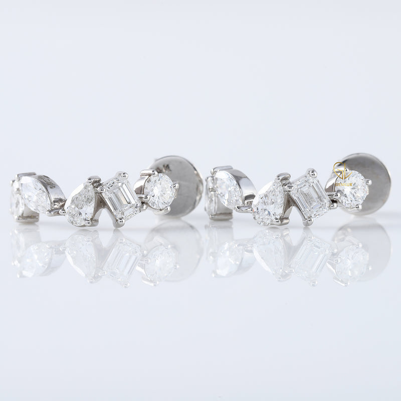 Five Stone Fancy Cut Lab Grown Diamond Earcuff For Her
