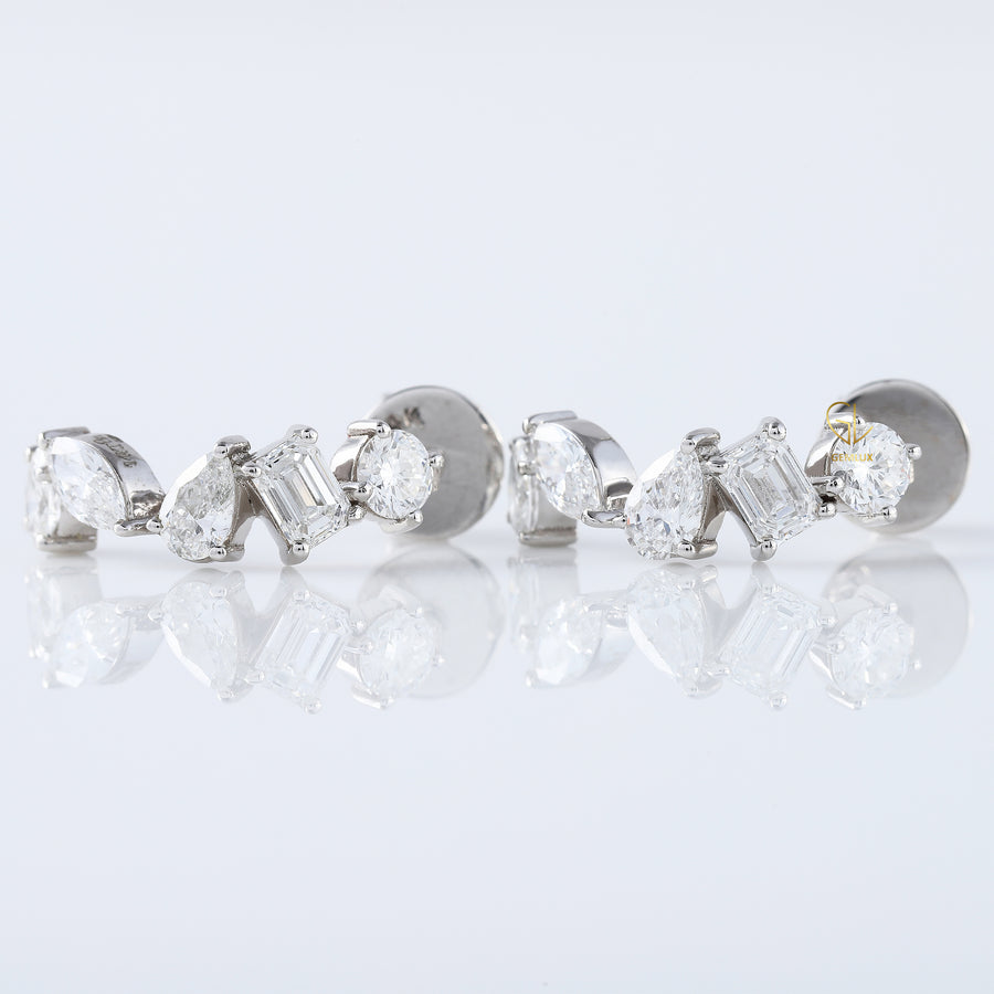 Five Stone Fancy Cut Lab Grown Diamond Earcuff For Her