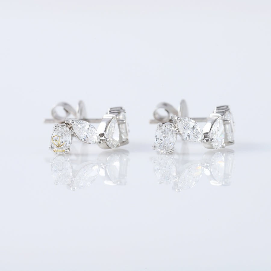 Five Stone Fancy Cut Lab Grown Diamond Earcuff For Her