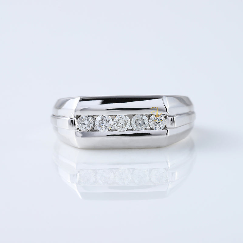 Five Stone Lab Grown Diamond Channel Set Men's Wedding Band