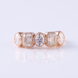 Five Stone Oval & Emerald Lab Diamond Wedding Band