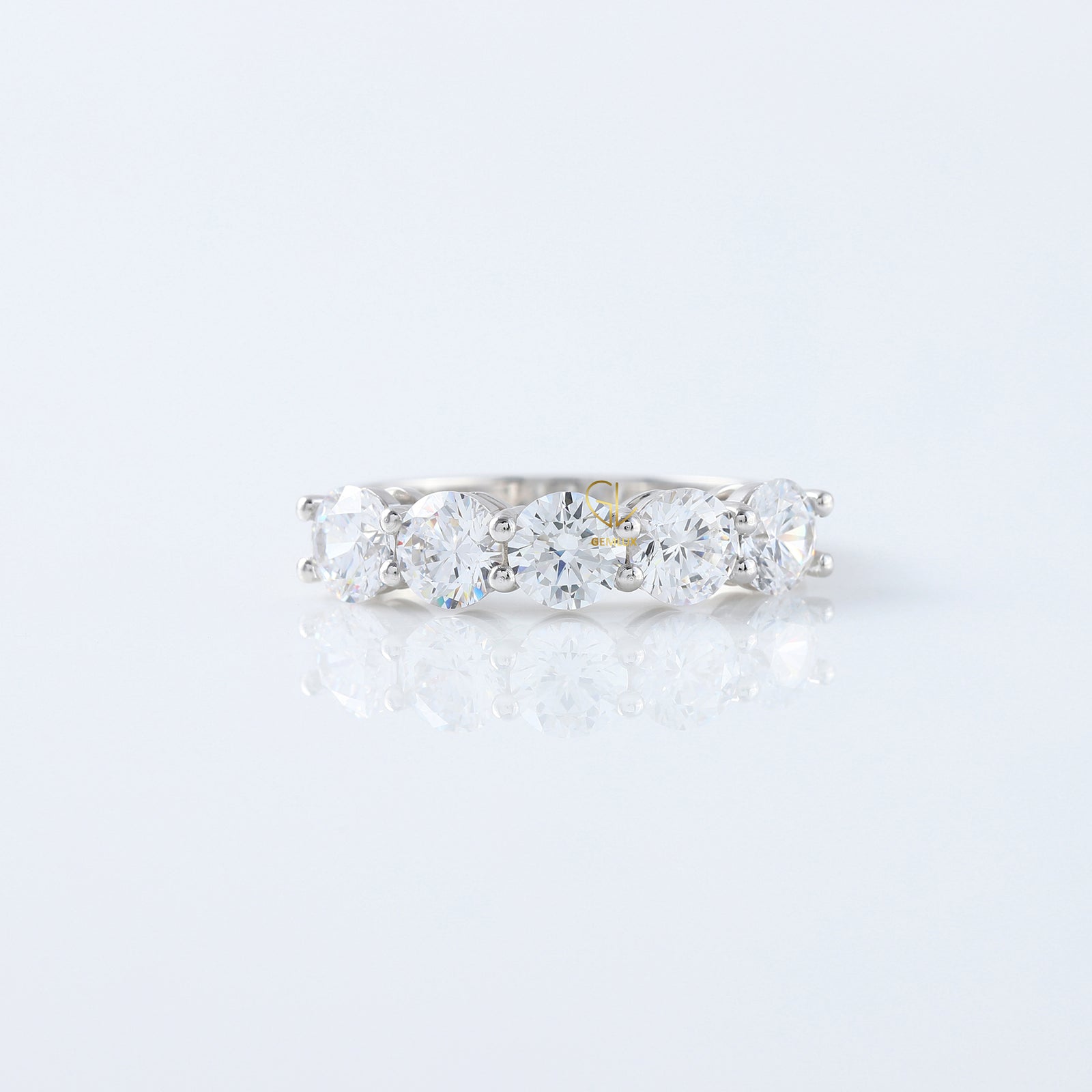 Five Stone Round Cut Lab Grown Diamond Wedding Ring