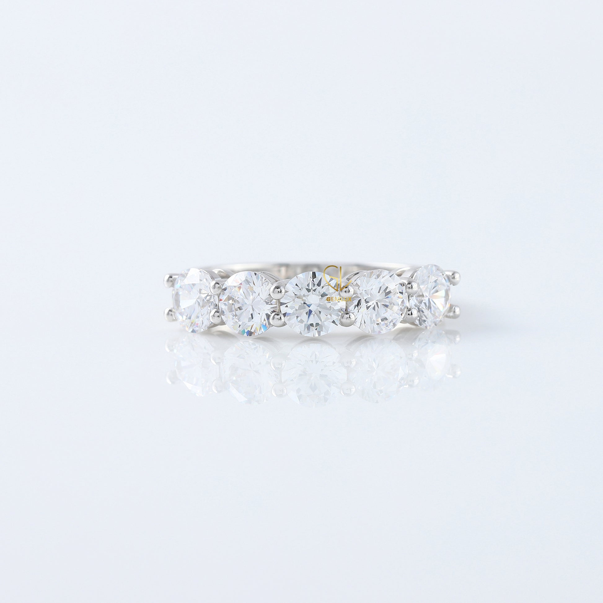 Five Stone Round Cut Lab Grown Diamond Wedding Ring