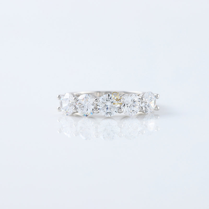 Five Stone Round Cut Lab Grown Diamond Wedding Ring