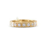 Five Stone Moissanite Antique Milgrain Wedding Band