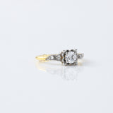 Five Stone Round Moissanite Two Tone Vintage Engagement Ring