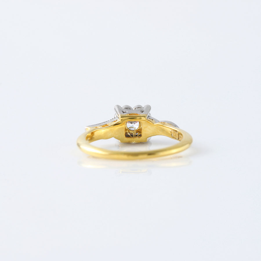 Five Stone Round Moissanite Two Tone Vintage Engagement Ring