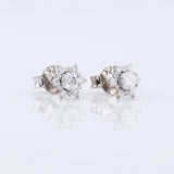 Floral Halo Round Moissanite Stud Earrings