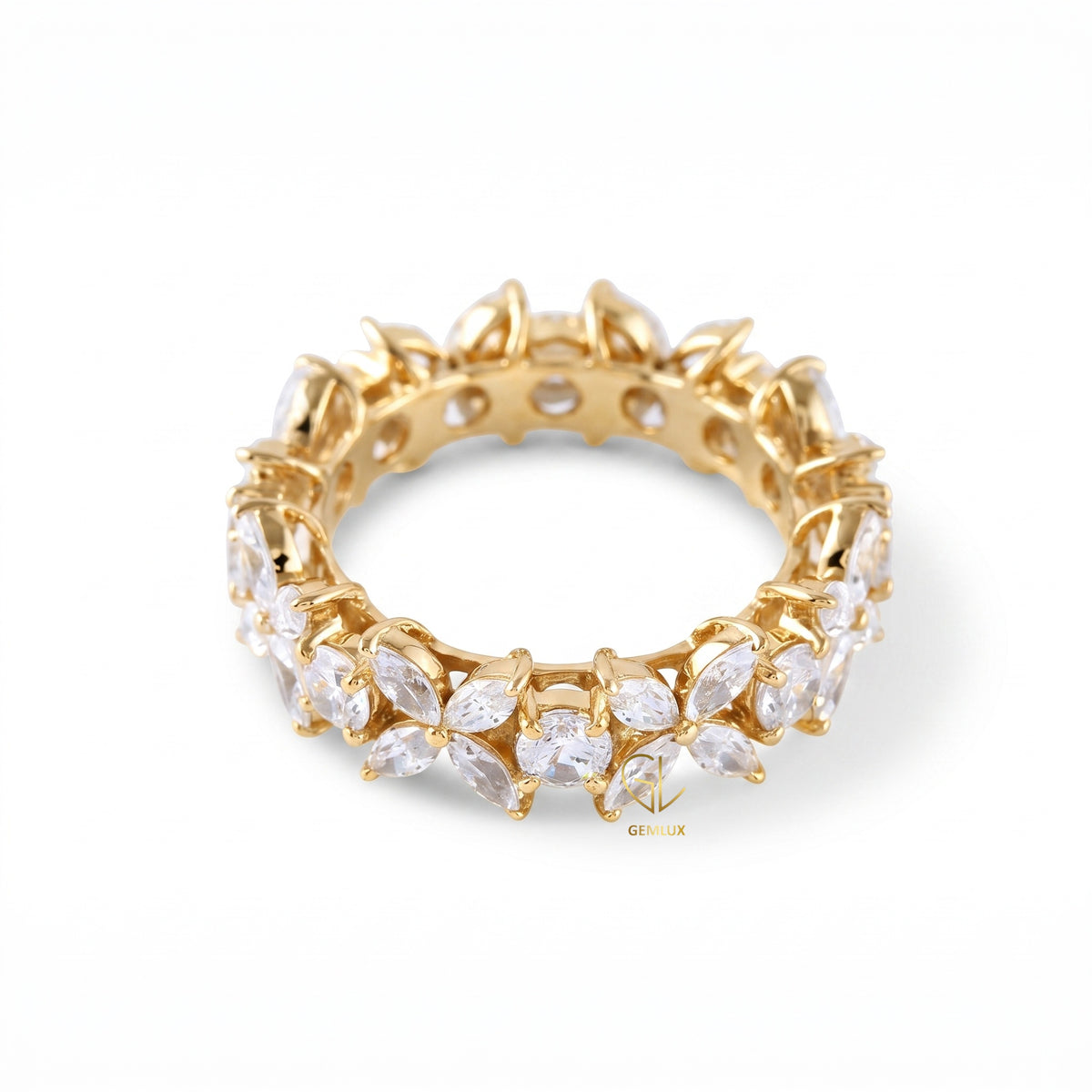 Floral Inspired Moissanite Wedding Band