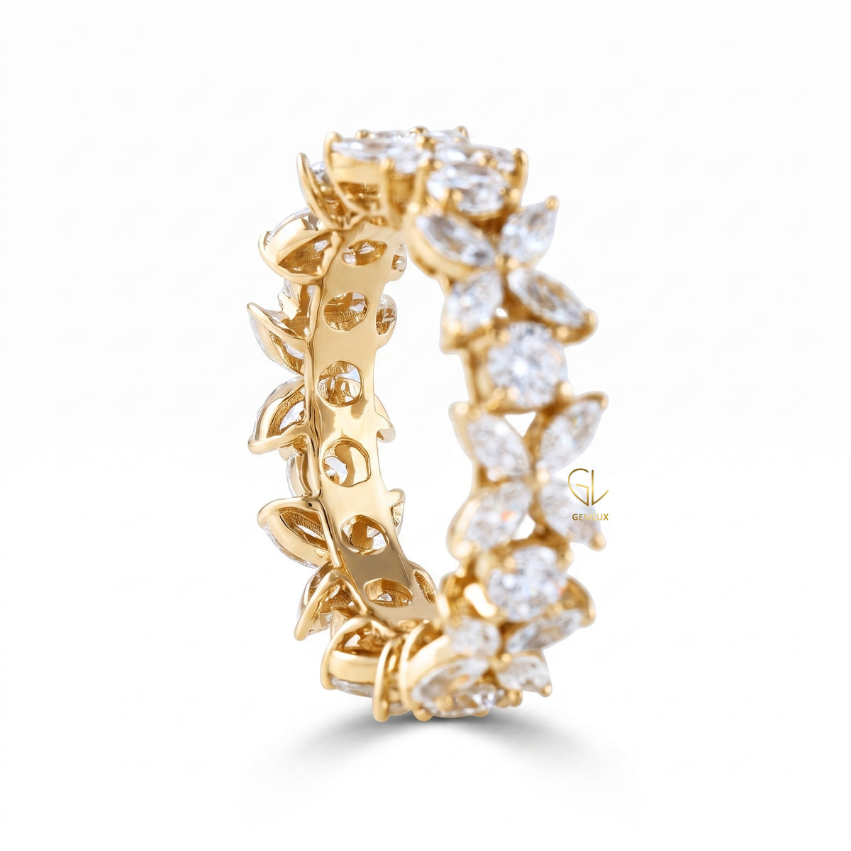 Floral Inspired Moissanite Wedding Band