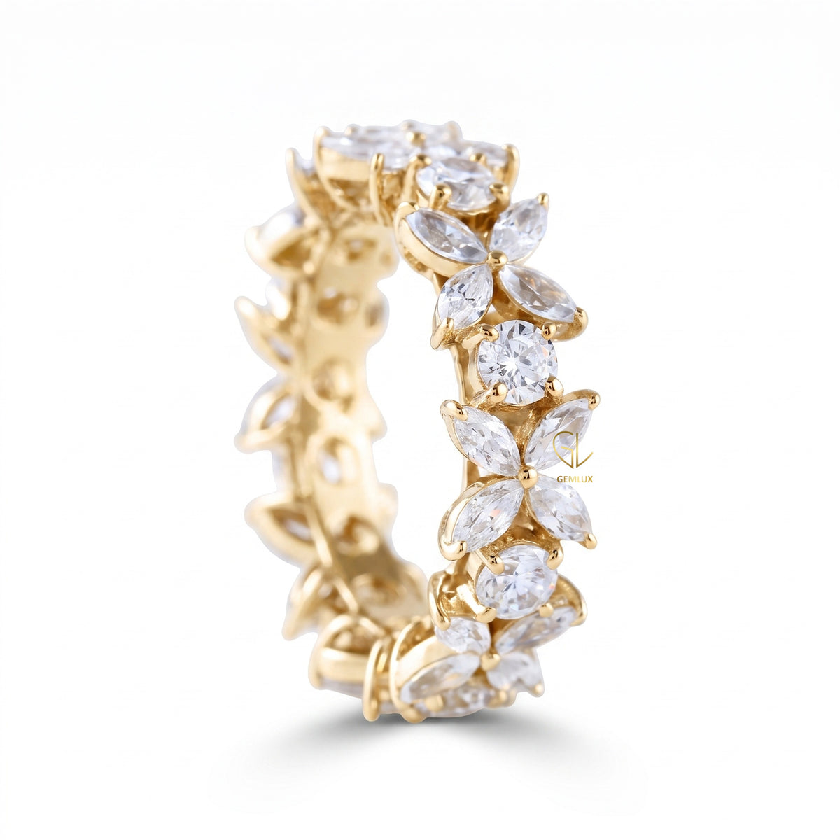 Floral Inspired Moissanite Wedding Band