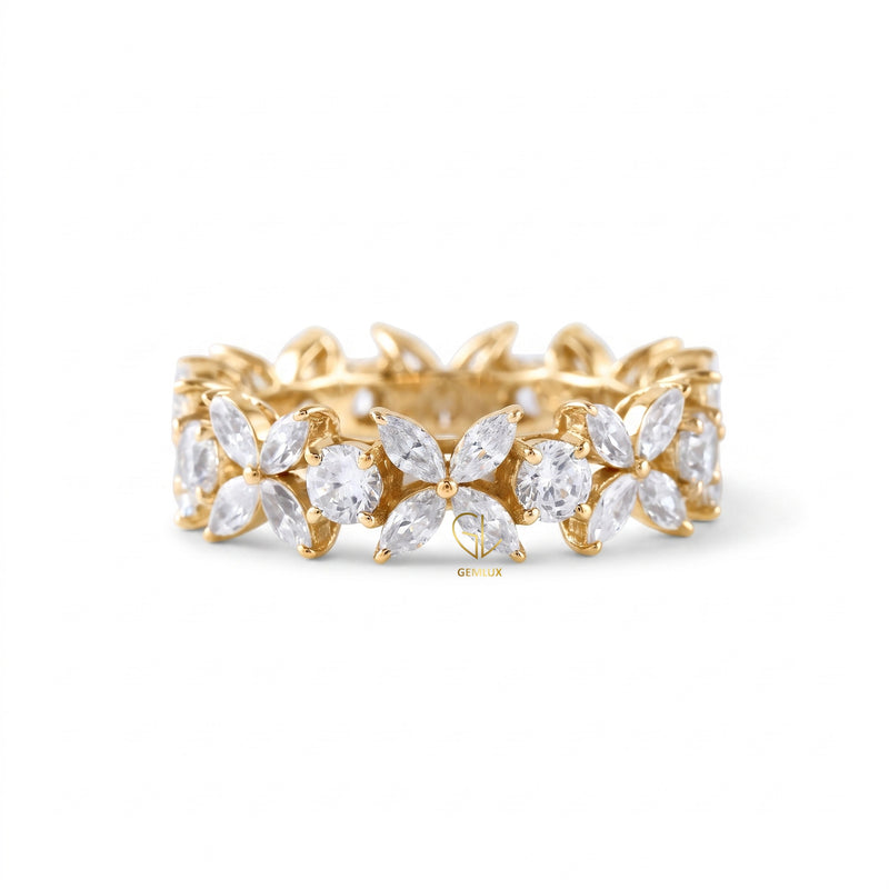 Floral Inspired Moissanite Wedding Band