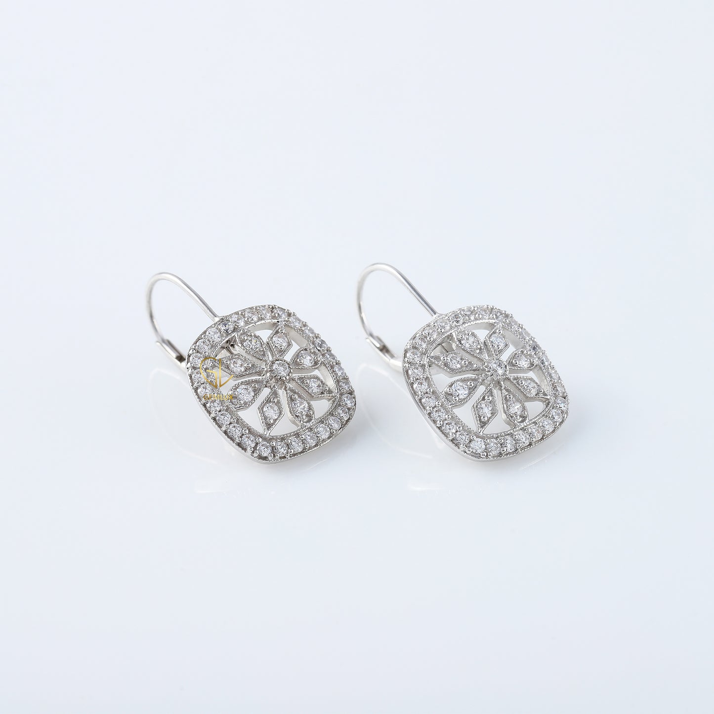 Floral Design Lab Grown Vintage Art Deco Antique Earrings