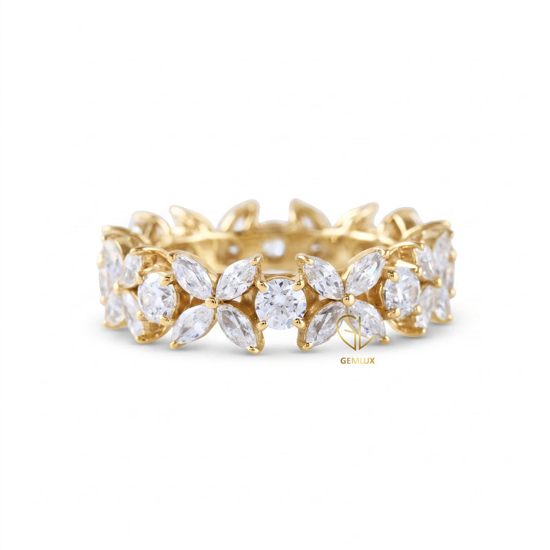 Floral Inspired Moissanite Wedding Band