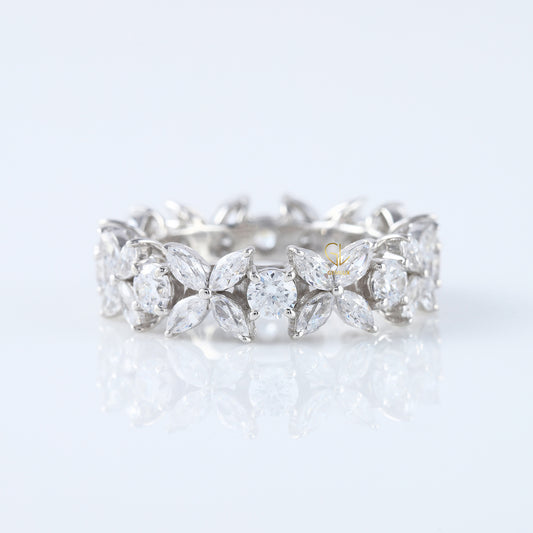 Floral Inspired Moissanite Wedding Band