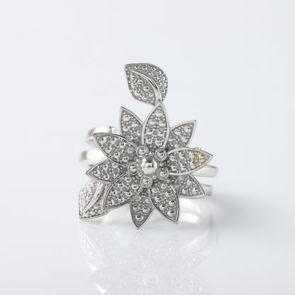 Floral and Leaf Shape Engagement Ring