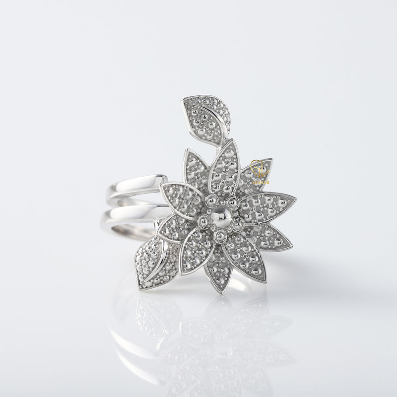Floral and Leaf Shape Engagement Ring