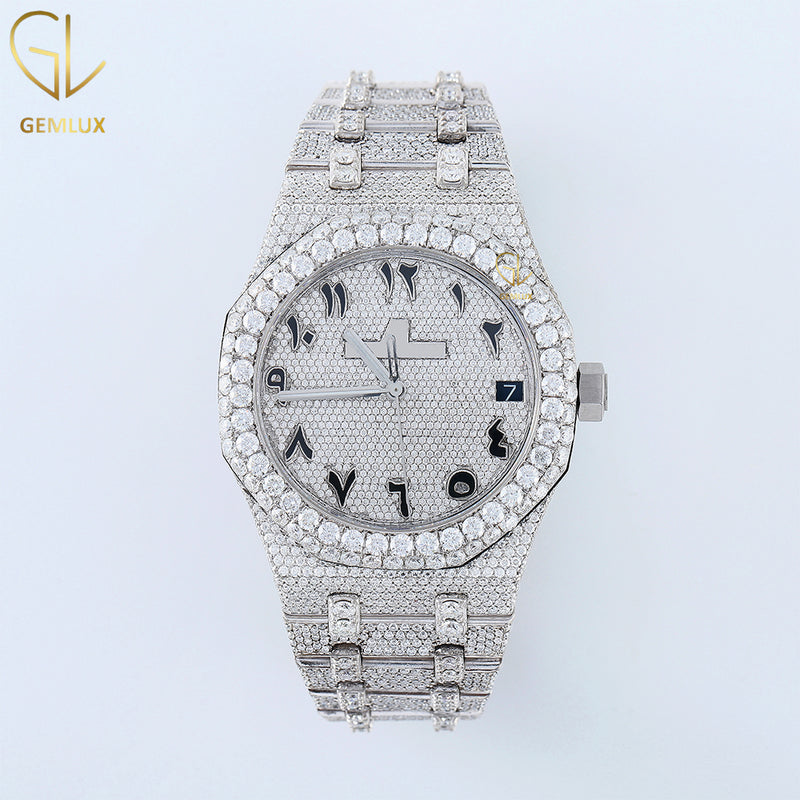 Full White Arabic Dial VS Clatiry Lab Grown Diamond Watch