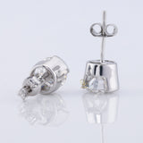 Half Bezel Set Round Lab Grown Stud Earrings