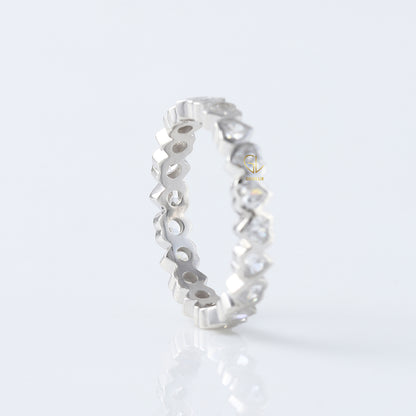 Heart Shape Lab Grown Diamond Full Eternity Wedding Band