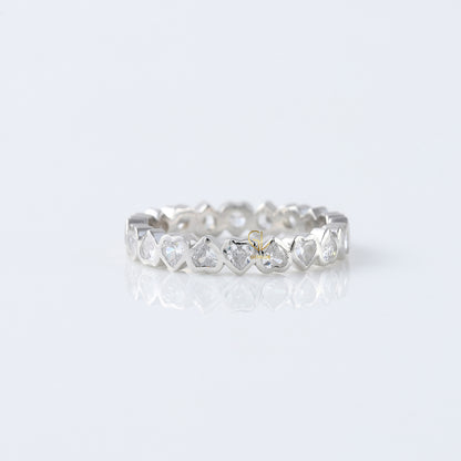 Heart Shape Moissanite Diamond Bezel Set Wedding Band