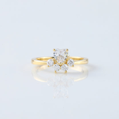 Heart & Round Cut Lab Grown Diamond Five Stone Ring