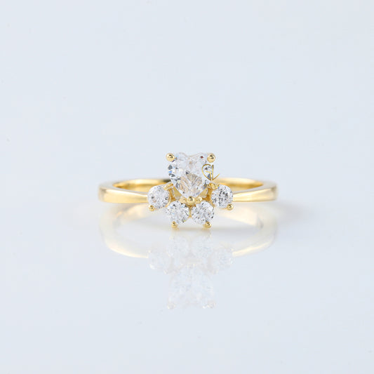Heart & Round Cut Lab Grown Diamond Five Stone Ring