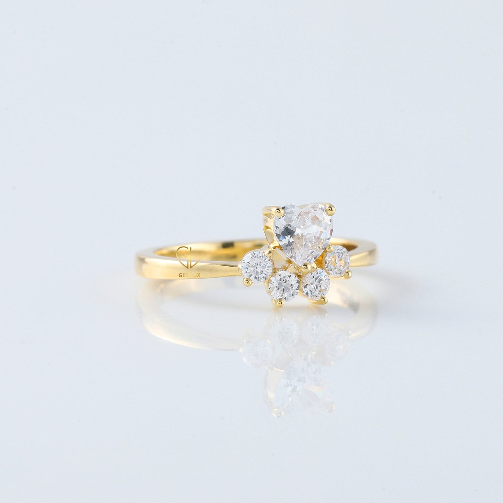 Heart & Round Cut Lab Grown Diamond Five Stone Ring