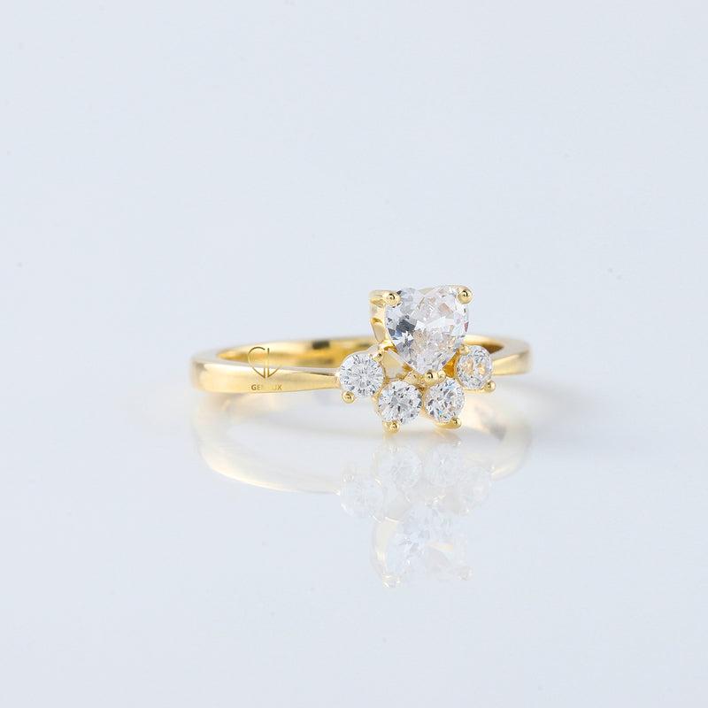 Heart & Round Cut Lab Grown Diamond Five Stone Ring