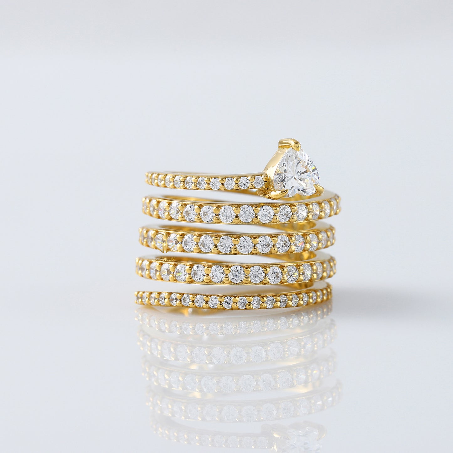 Heart & Round Cut Lab Grown Diamond Spiral Ring