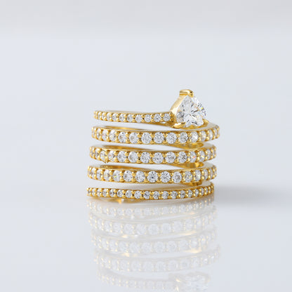 Heart & Round Cut Lab Grown Diamond Spiral Ring