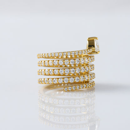 Heart & Round Cut Lab Grown Diamond Spiral Ring