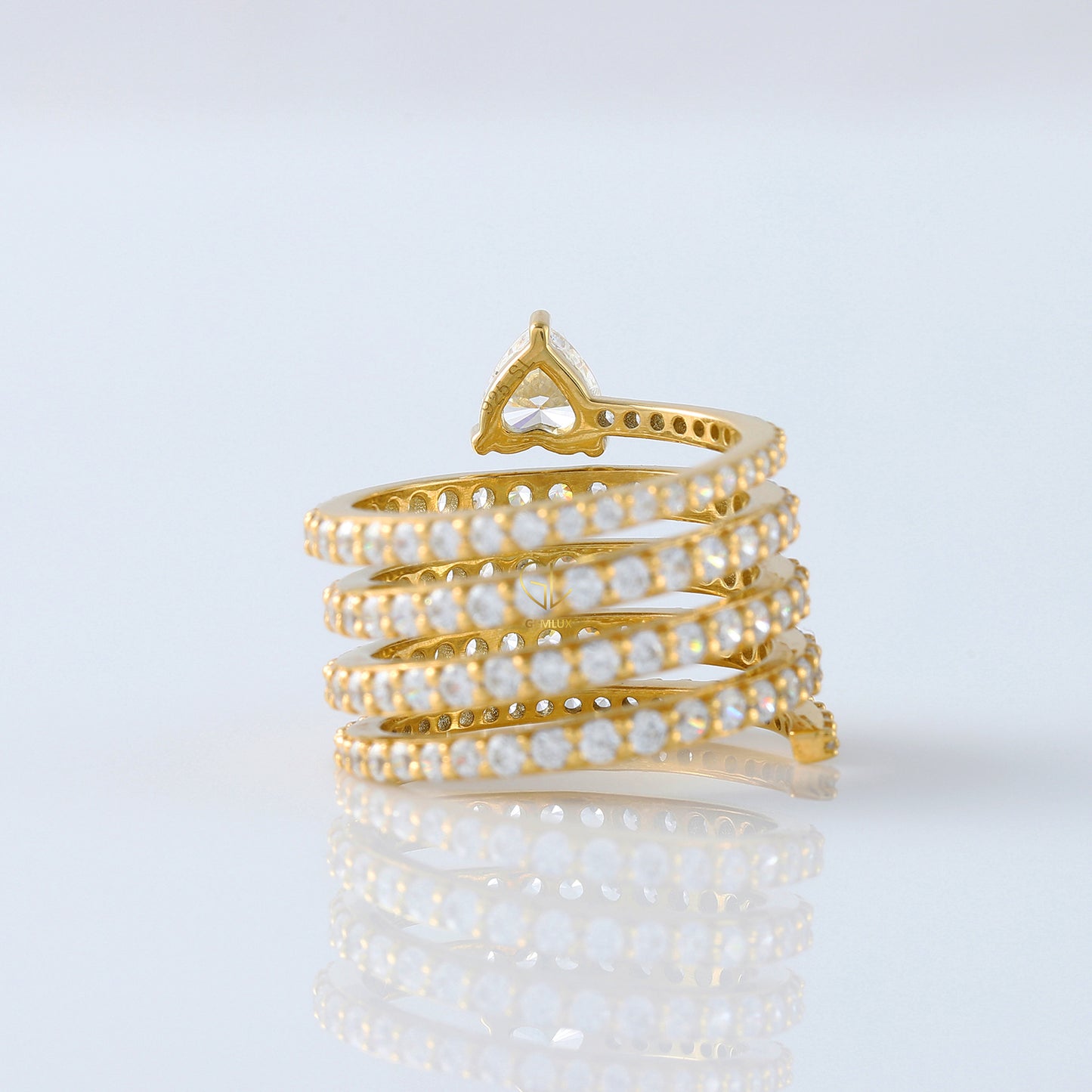 Heart & Round Cut Lab Grown Diamond Spiral Ring