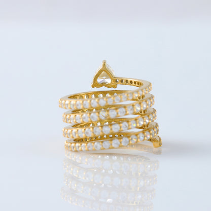 Heart & Round Cut Lab Grown Diamond Spiral Ring