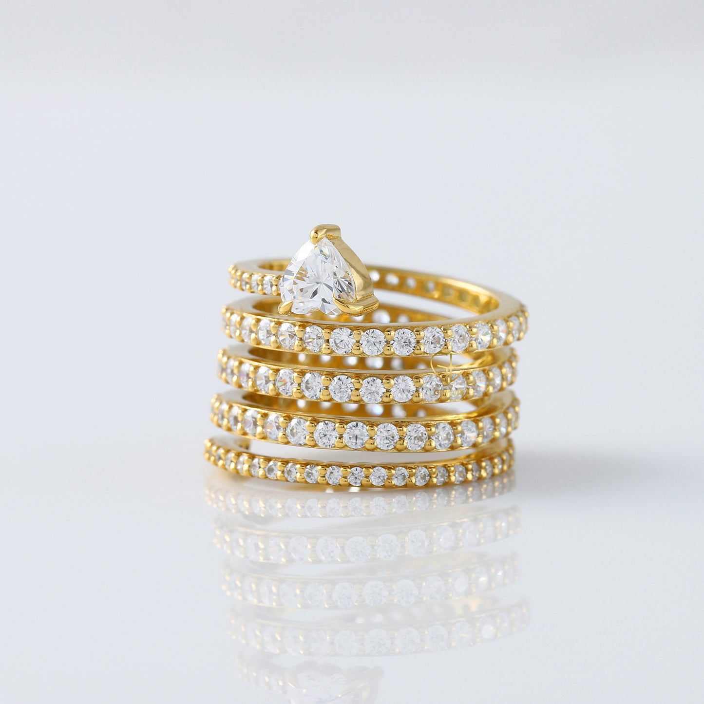 Heart & Round Cut Lab Grown Diamond Spiral Ring