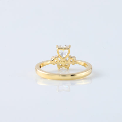 Heart & Round Cut Moissanite Diamond Cat & Dog Paw Five Stone Ring